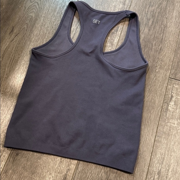 Set active purple ribbed workout top L - Picture 4 of 4